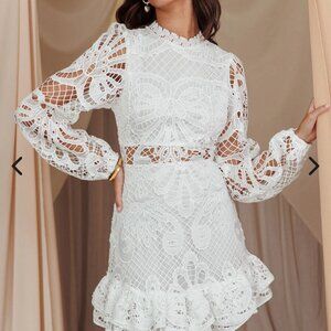 NWT Showpo Lace Long Sleeve Dress, Rehearsal Dinner Dress, Coastal Cowgirl